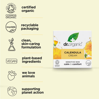 Dr Organic Calendula Face Cream 50ml – Nourishing Moisturizer for Sensitive Skin