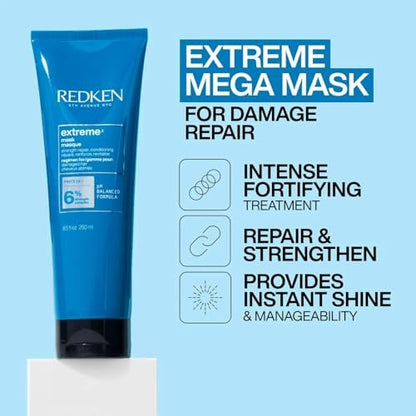 Redken Extreme Hair Mask for Damaged, Brittle Hair - Fortifies & Strengthens, 8.5 fl oz Avelisse