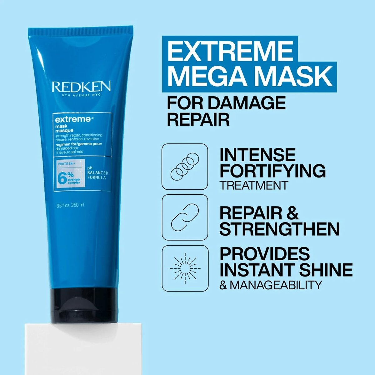 Redken Extreme Hair Mask for Damaged, Brittle Hair - Fortifies & Strengthens, 8.5 fl oz Avelisse
