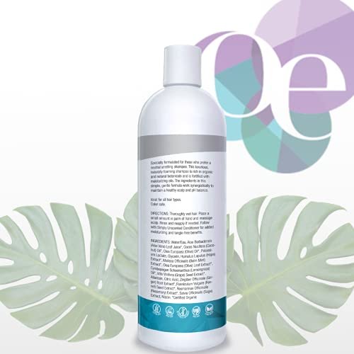Organic Excellence All Natural Chemical-Free Shampoo | Non-Toxic, Sulfate-Free, Paraben-Free, Fragrance-Free for Men, Women, and Kids - Color-Safe 16 fl oz Avelisse