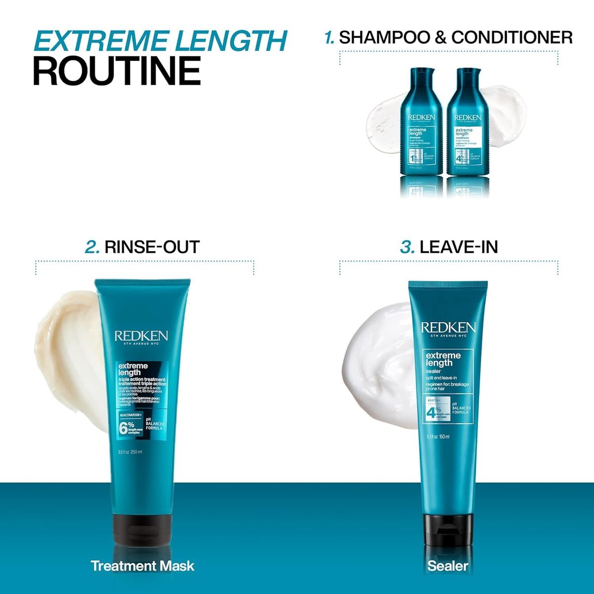 Redken Extreme Length Shampoo for Damaged Hair – Prevents Breakage, Strengthens & Promotes Hair Growth with Biotin, 10.1 oz - görsel 8