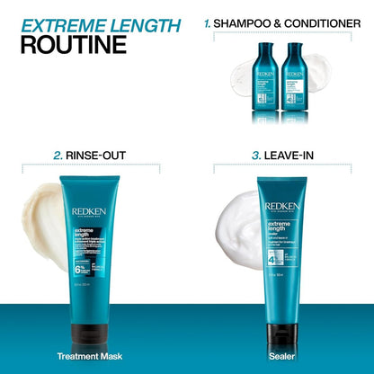 Redken Extreme Length Shampoo for Damaged Hair – Prevents Breakage, Strengthens & Promotes Hair Growth with Biotin, 10.1 oz