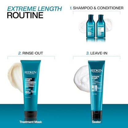 Redken Extreme Length Shampoo for Damaged Hair – Prevents Breakage, Strengthens & Promotes Hair Growth with Biotin, 10.1 oz