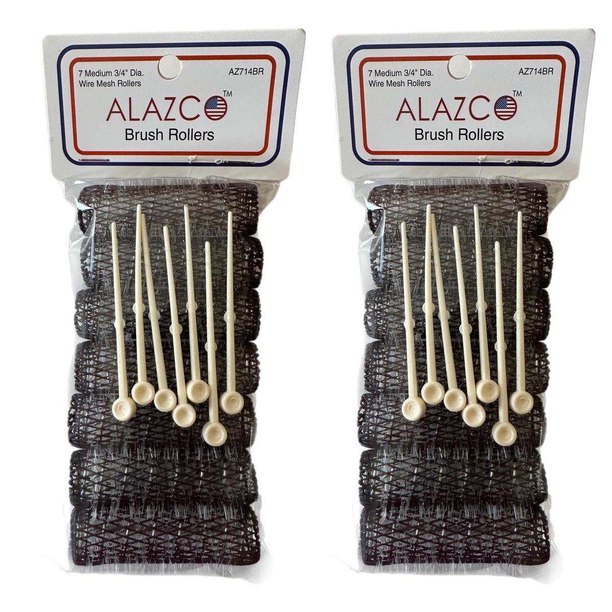 ALAZCO 14-Piece Vintage Style Medium Hair Rollers with Bristles & Flexible Locking Pins - Black Avelisse