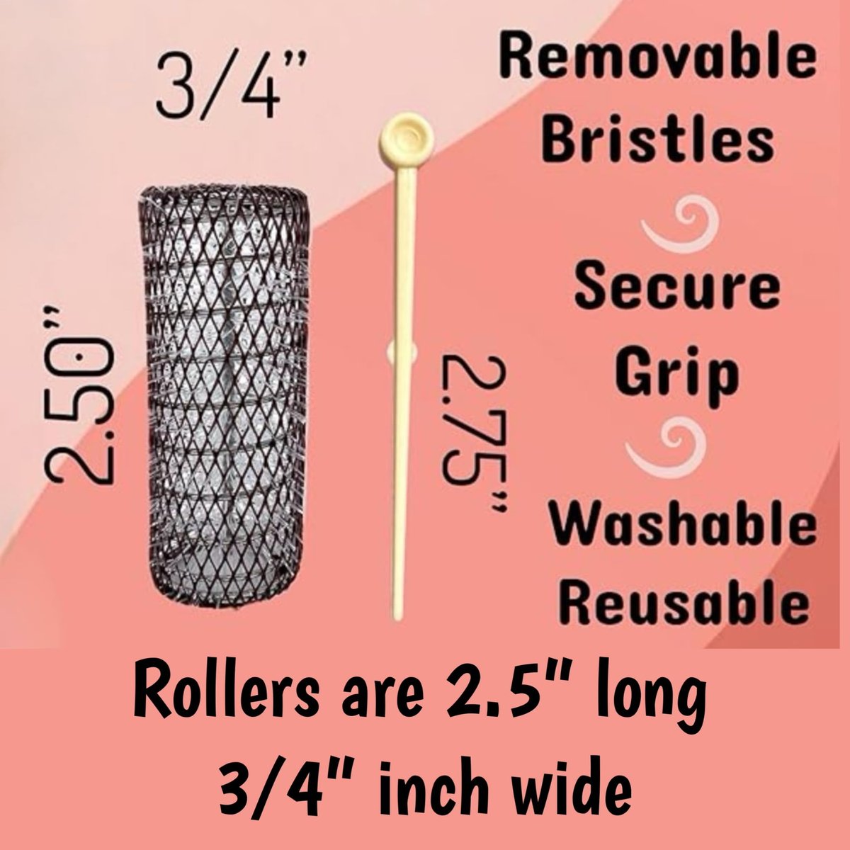 ALAZCO 14-Piece Vintage Style Medium Hair Rollers with Bristles & Flexible Locking Pins - Black Avelisse