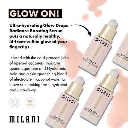Milani Glow Drops Radiance Boosting Serum - 1 Fl Oz - Illuminating Face Serum for Glowing Skin Avelisse