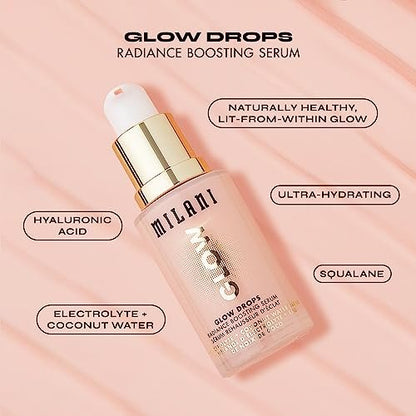 Milani Glow Drops Radiance Boosting Serum - 1 Fl Oz - Illuminating Face Serum for Glowing Skin Avelisse