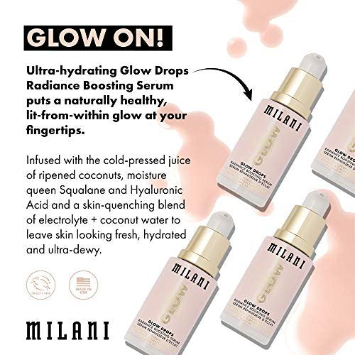 Milani Glow Drops Radiance Boosting Serum - 1 Fl Oz - Illuminating Face Serum for Glowing Skin Avelisse