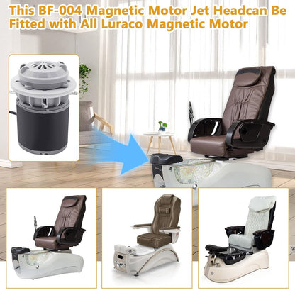 Universal Pipeless Magnetic Jet Head Motor for Pedicure Spa Chair - Replacement Part for LURACO Magnetic Jet with Propeller and Cap Avelisse