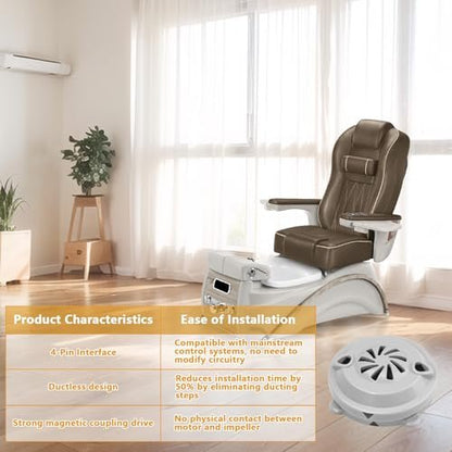Universal Pipeless Magnetic Jet Head Motor for Pedicure Spa Chair - Replacement Part for LURACO Magnetic Jet with Propeller and Cap Avelisse