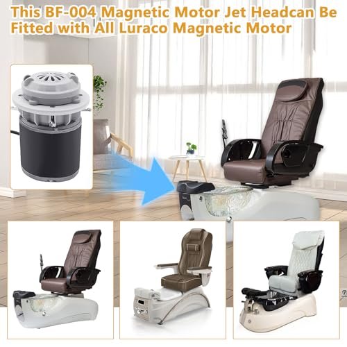 Universal Pipeless Magnetic Jet Head Motor for Pedicure Spa Chair - Replacement Part for LURACO Magnetic Jet with Propeller and Cap Avelisse