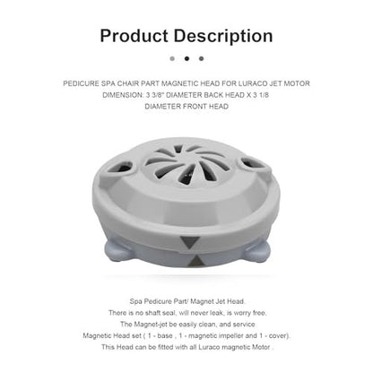Universal Pipeless Magnetic Jet Head Motor for Pedicure Spa Chair - Replacement Part for LURACO Magnetic Jet with Propeller and Cap Avelisse