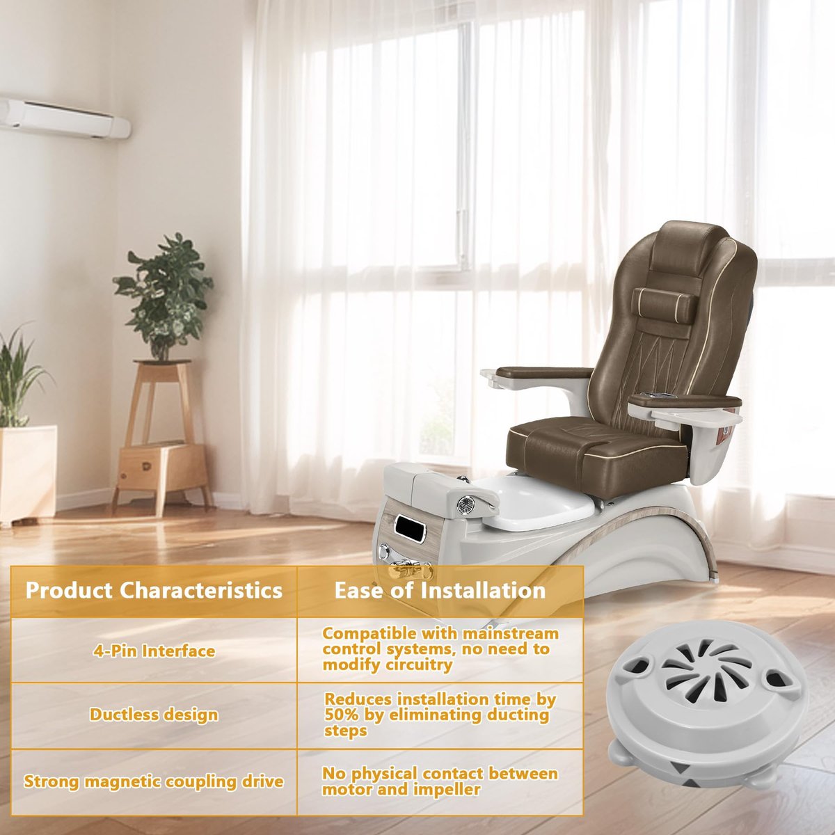 Universal Pipeless Magnetic Jet Head Motor for Pedicure Spa Chair - Replacement Part for LURACO Magnetic Jet with Propeller and Cap Avelisse