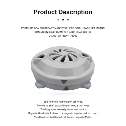 Universal Pipeless Magnetic Jet Head Motor for Pedicure Spa Chair - Replacement Part for LURACO Magnetic Jet with Propeller and Cap Avelisse