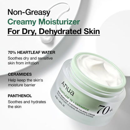 ANUA Soothing Cream with 70% Heartleaf – Hydrating Face Moisturizer for Sensitive Skin Avelisse