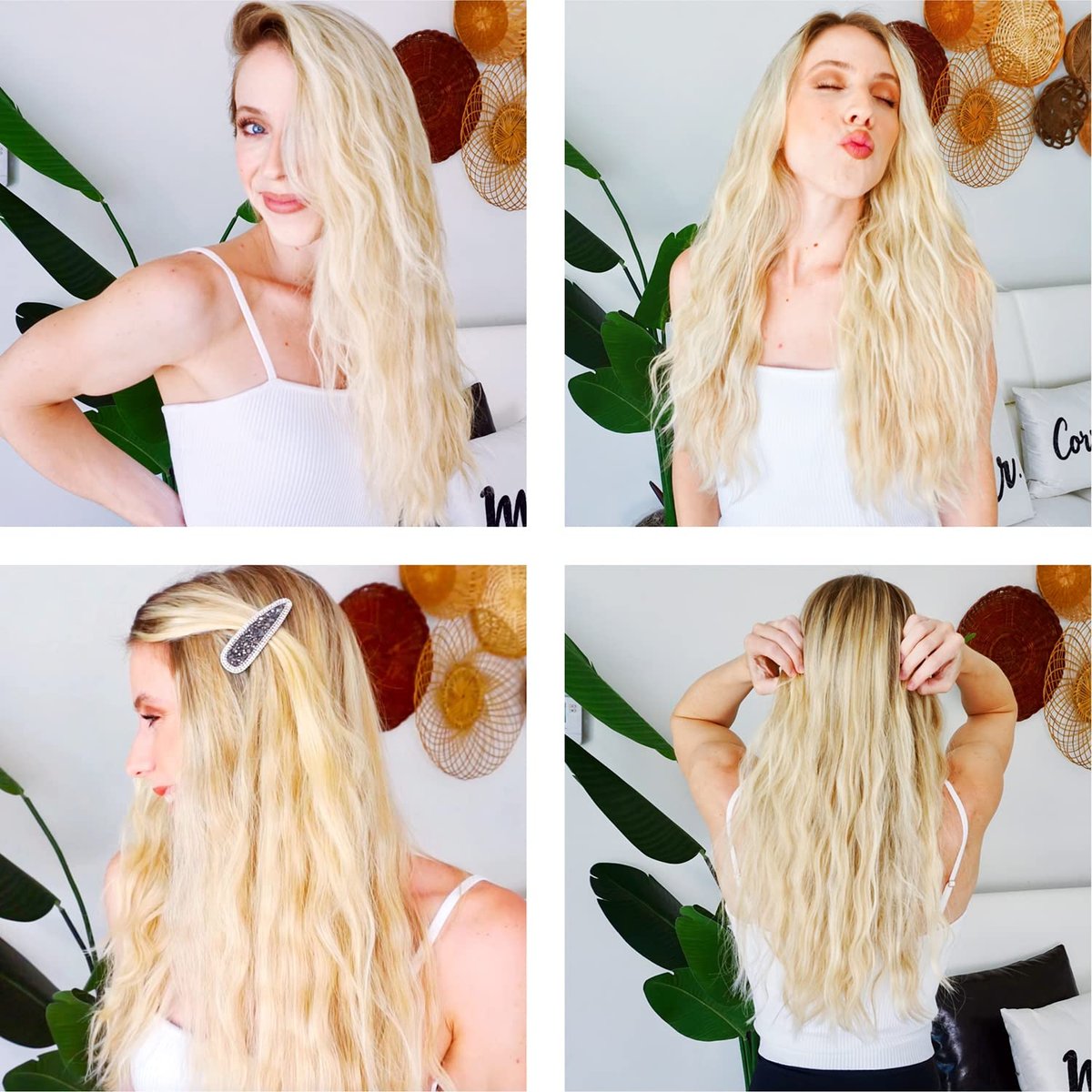 TOP4EVER 3 Barrel Curling Iron - 1 Inch Crimper Hair Tool for Beach Waves, Ceramic, Pink Avelisse