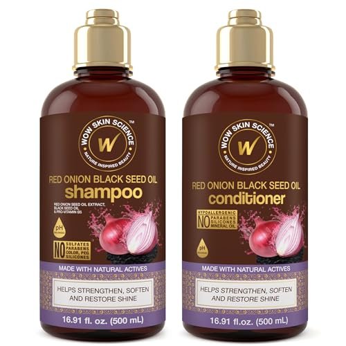 WOW Skin Science Red Onion & Black Seed Shampoo and Conditioner Duo - 16.9 oz Each, Sulfate-Free, Paraben-Free, for Hair Growth and Thickness - görsel 2
