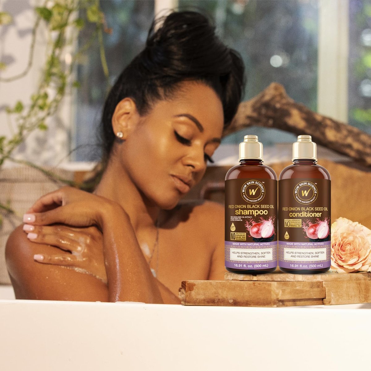 WOW Skin Science Red Onion & Black Seed Shampoo and Conditioner Duo - 16.9 oz Each, Sulfate-Free, Paraben-Free, for Hair Growth and Thickness - görsel 11