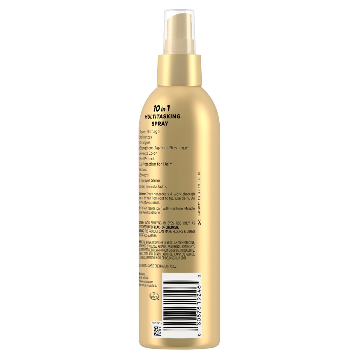 Pantene Miracle Rescue 10in1 Multitasking Spray - Heat Protection, Detangles, Repairs Damaged, Dry Hair, Improves Shine, Leave-In Conditioning Treatment with Keratin and Pro-Vitamin B5, 5.7 oz Avelisse