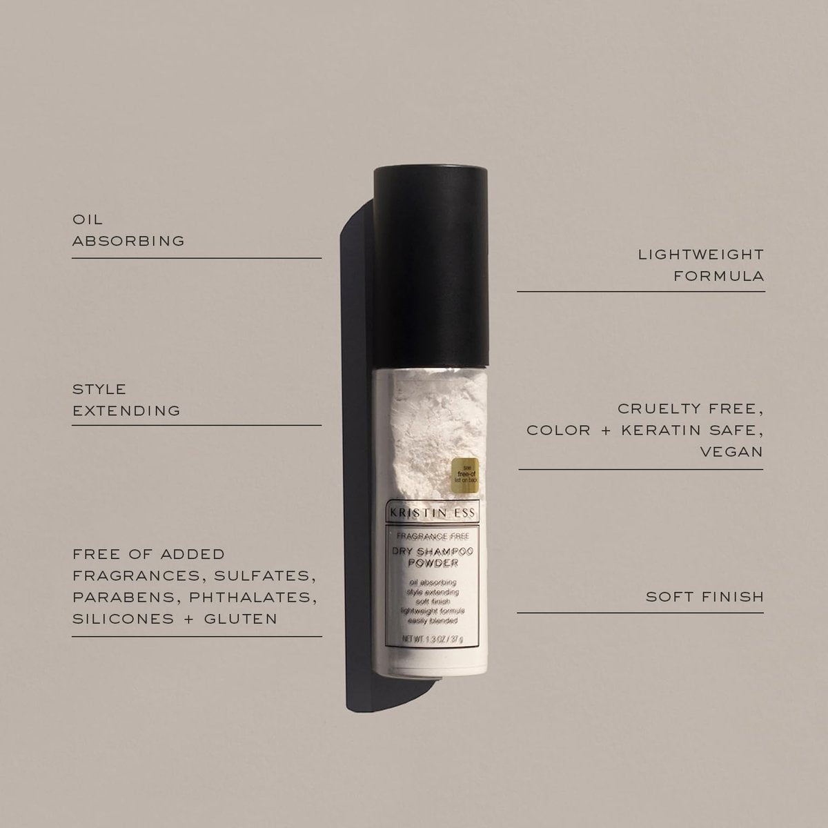 Kristin Ess Hair Dry Shampoo Non-Aerosol Powder - Fragrance Free, Mattifying, Style Extending, Vegan, 1.3 oz - görsel 6