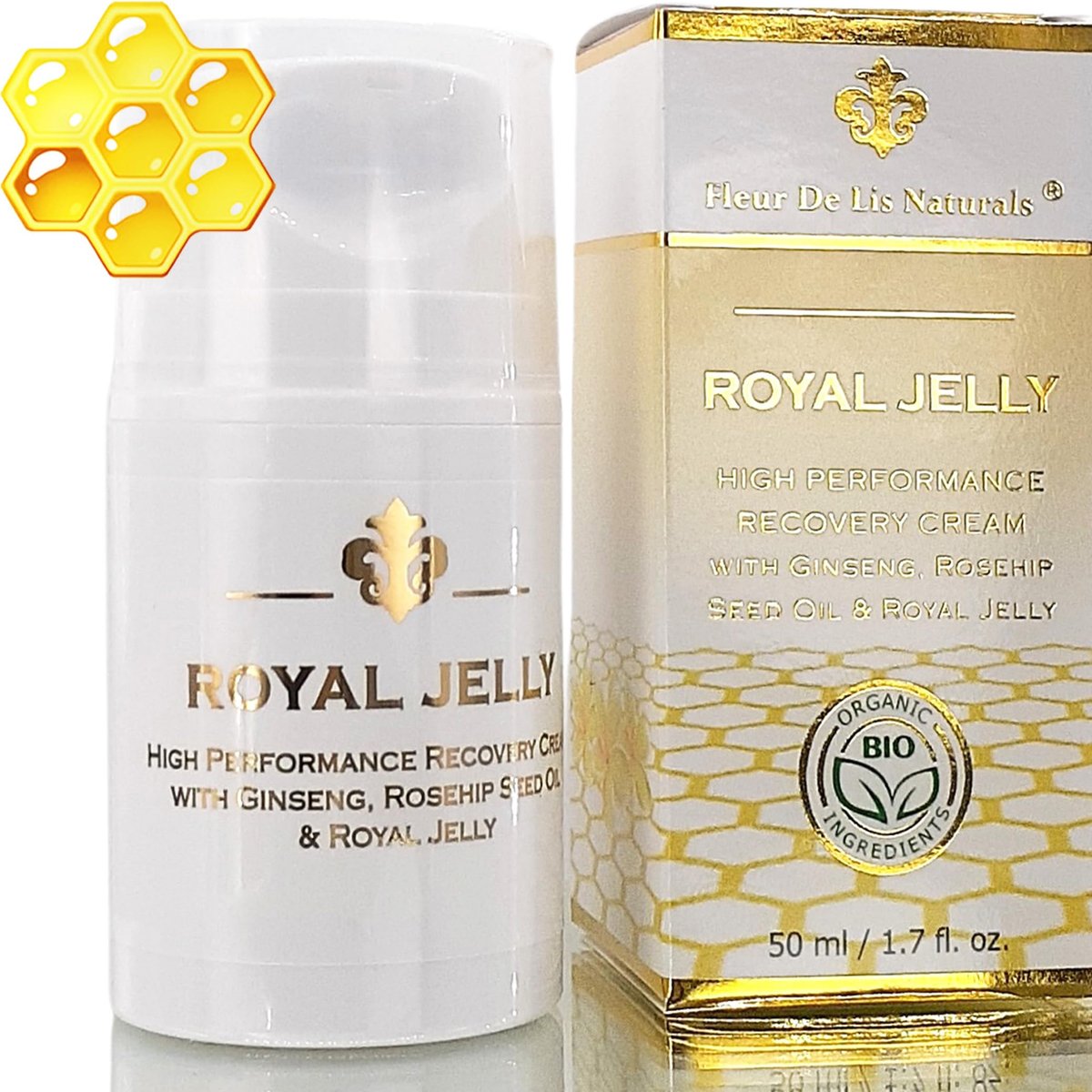 Fleur De Lis Naturals Face Cream Anti Aging Royal Jelly - Natural & Organic Face Moisturizer for Dry Skin, Anti Wrinkle Cream for Women & Men – 1.7 oz Avelisse