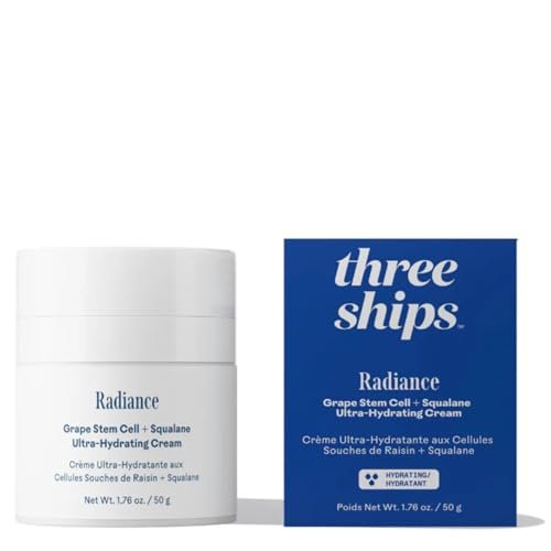 Three Ships Radiance Grape Stem Cell + Squalane Ultra-Hydrating Cream – Vegan, Cruelty-Free Face Moisturizer for Sensitive Skin (1.76 oz) Avelisse