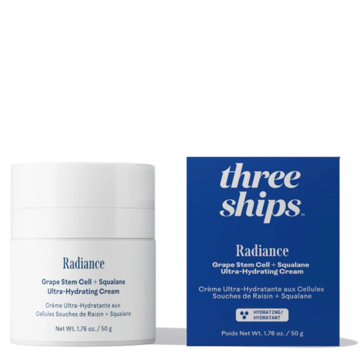 Three Ships Radiance Grape Stem Cell + Squalane Ultra-Hydrating Cream – Vegan, Cruelty-Free Face Moisturizer for Sensitive Skin (1.76 oz) Avelisse