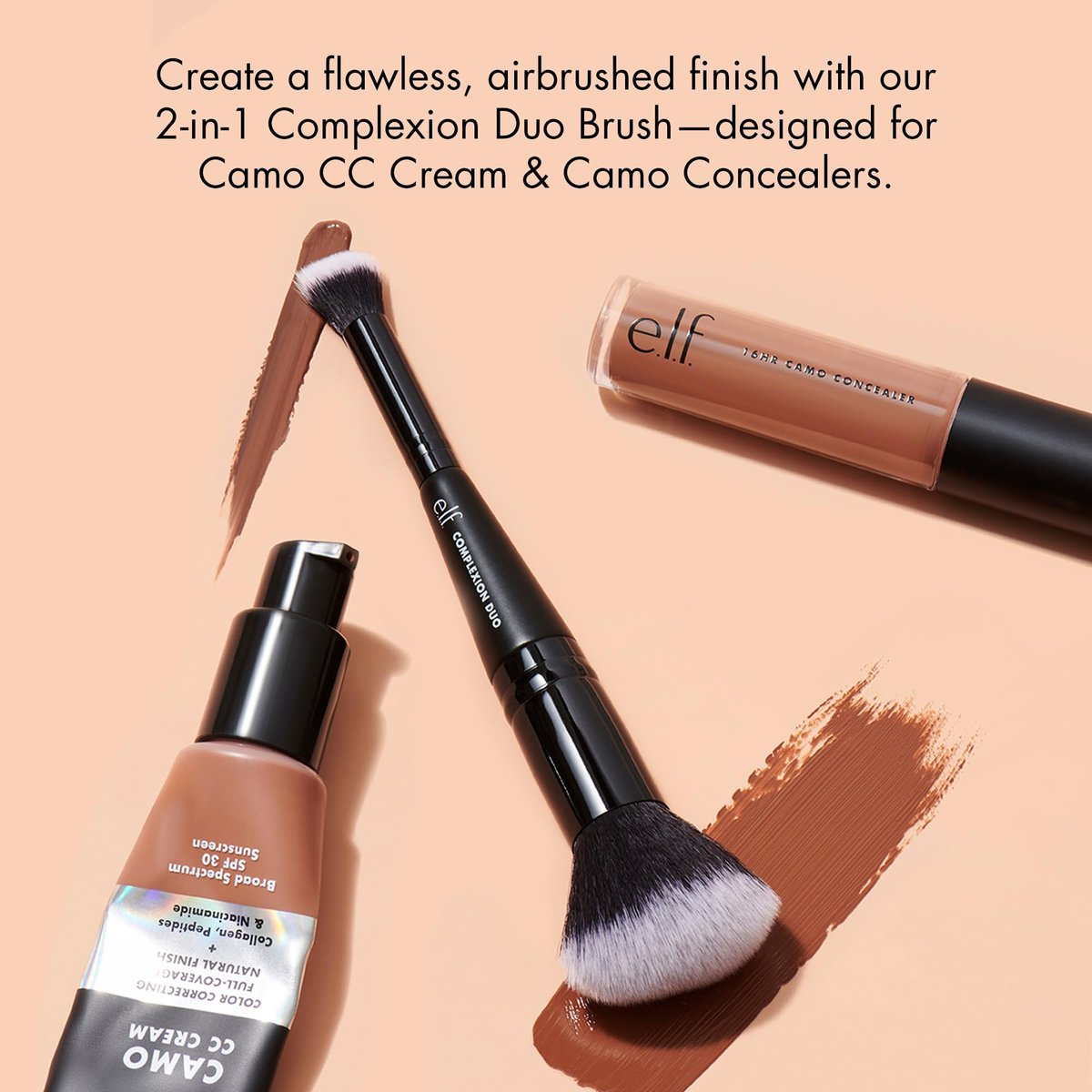 e.l.f. Complexion Duo Brush - Foundation & Concealer Brush for Airbrushed Finish, Vegan & Cruelty-Free - görsel 3