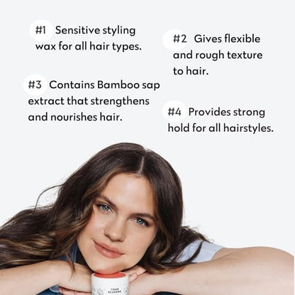 No nothing Styling Wax – Fragrance Free Matte Hair Wax for Men & Women – Unscented Strong Hold Hair Paste for Sensitive Scalp – Easy At Home Styling – 3.4 oz Avelisse