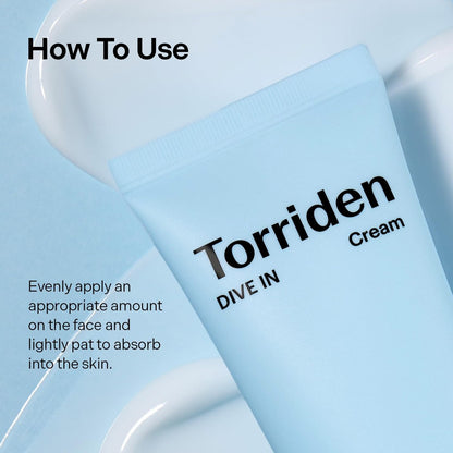 Torriden DIVE IN Cream 80ml (2.71 fl. oz.) - Lightweight Facial Moisturizer for Sensitive & Oily Skin with Hyaluronic Acid and Allantoin Avelisse
