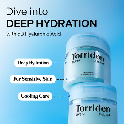 Torriden DIVE IN Multi Pad (80 pads) – Serum Infused Facial Pads for Cooling, Soothing & Hydrating Spot Masking with Hyaluronic Acid, Panthenol, Allantoin