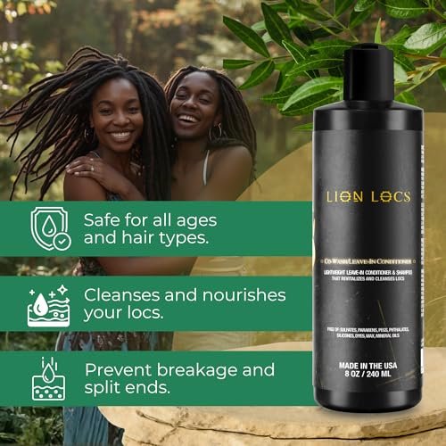 Lion Locs Shampoo and Conditioner for Dreads, Sisterlocks, Locks, & Dreadlocks | Lightweight Vegan Co Wash (8 oz) Avelisse