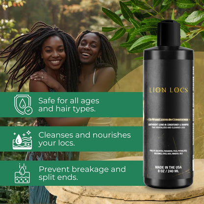 Lion Locs Shampoo and Conditioner for Dreads, Sisterlocks, Locks, & Dreadlocks | Lightweight Vegan Co Wash (8 oz) Avelisse
