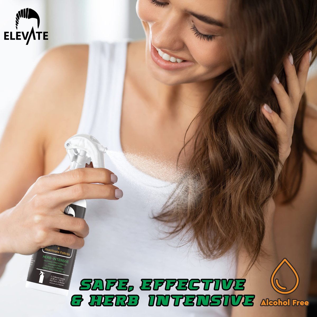 ELEVATE 5% Minoxidil Hair Growth Spray - Alcohol Free, Non-Oily, Extra Strength for Men & Women - 1 Month Supply Avelisse
