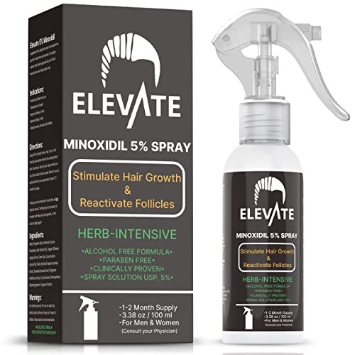 ELEVATE 5% Minoxidil Hair Growth Spray - Alcohol Free, Non-Oily, Extra Strength for Men & Women - 1 Month Supply Avelisse