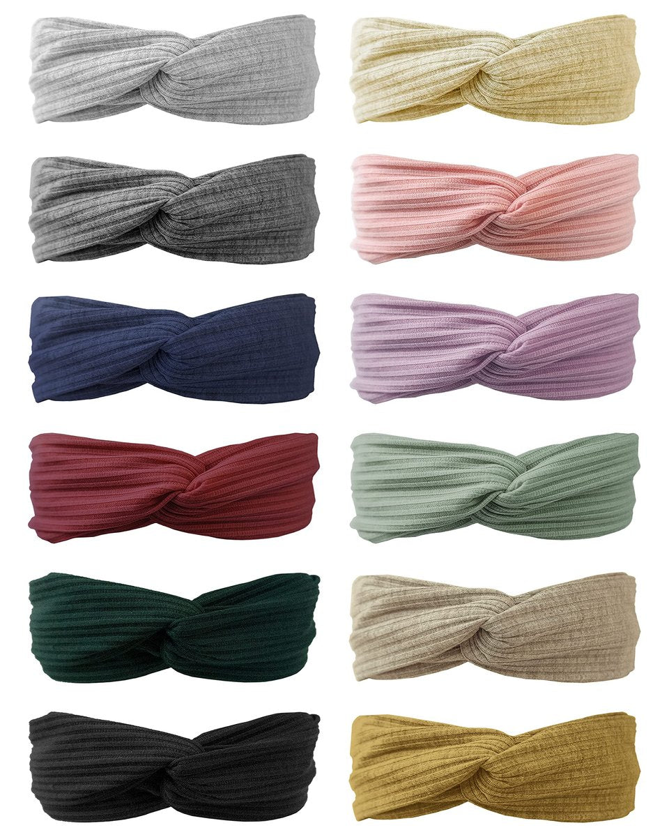 12-Piece Knotted Headbands for Women and Girls – No-Slip Fashion Headbands in 12 Vibrant Colors Avelisse