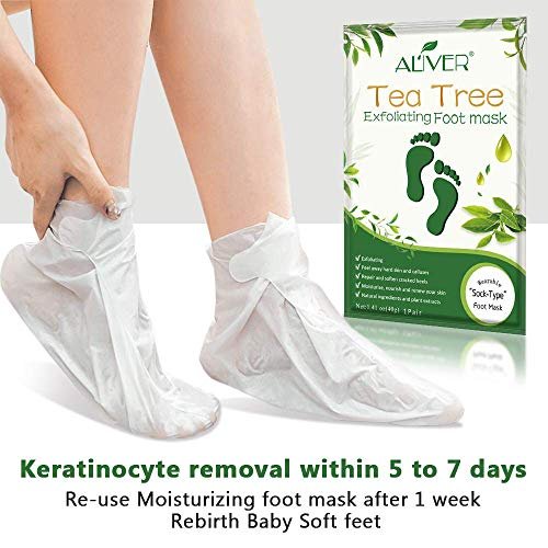 ALIVER Tea Tree Foot Peel Mask – 5 Pack Exfoliating Foot Care Mask for Soft, Baby-Smooth Feet – Removes Dead Skin, Calluses, and Roughness - görsel 13