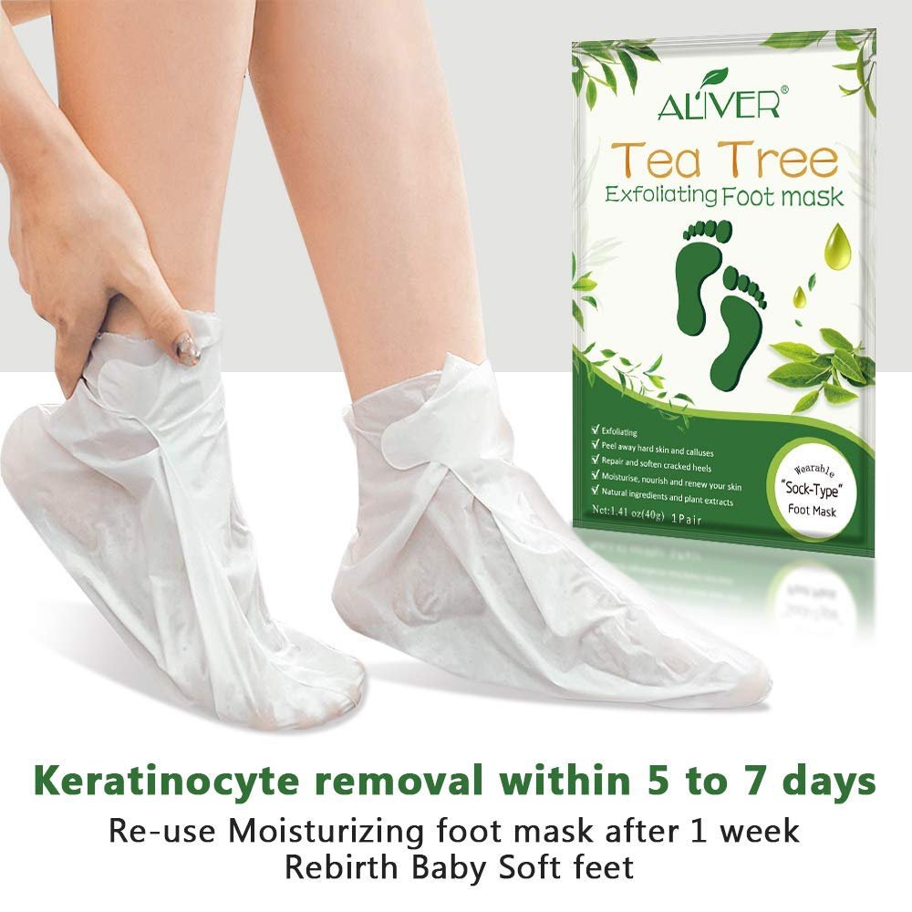 ALIVER Tea Tree Foot Peel Mask – 5 Pack Exfoliating Foot Care Mask for Soft, Baby-Smooth Feet – Removes Dead Skin, Calluses, and Roughness - görsel 12