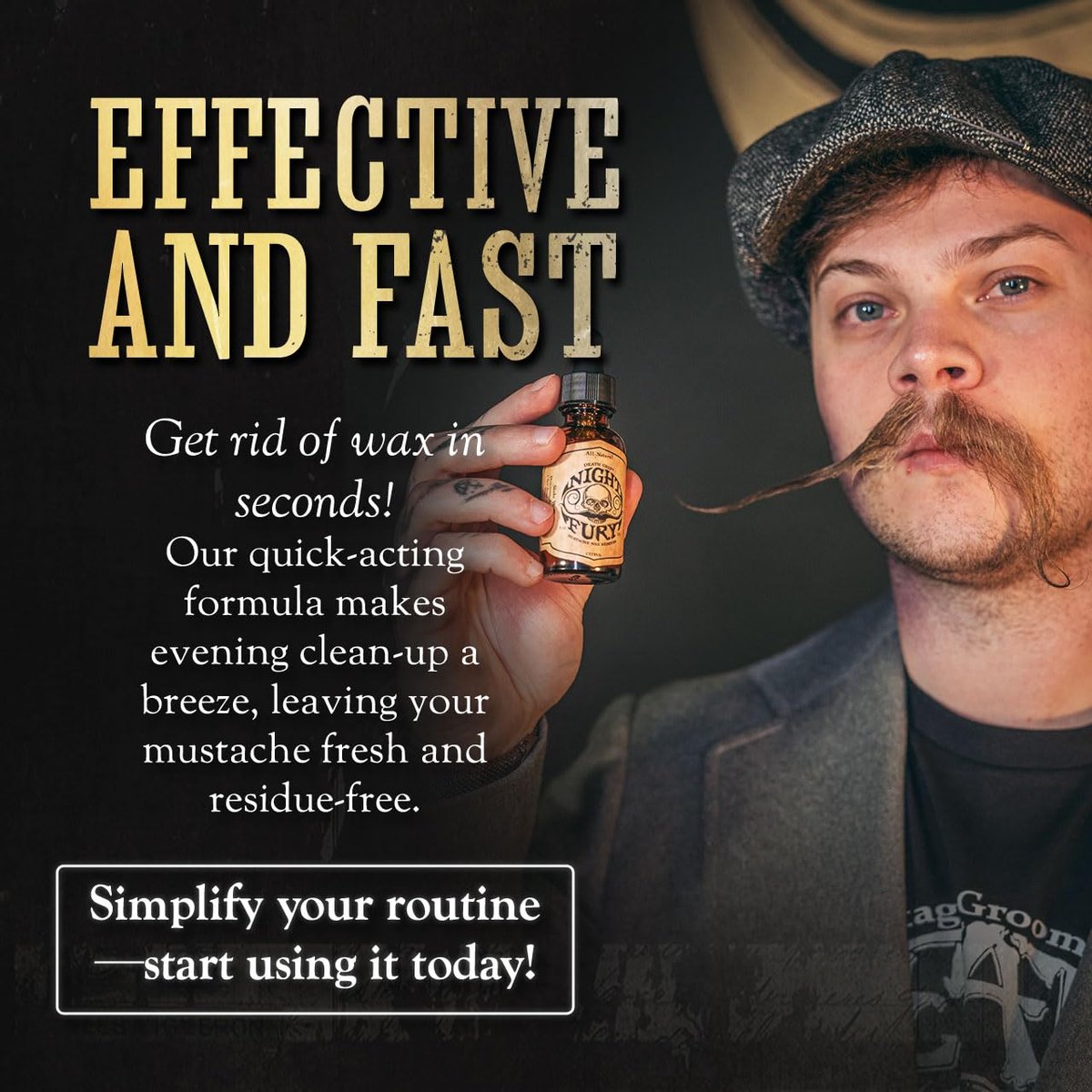 The Vintage Grooming Co. Mustache Wax Remover Night Fury Oil by Death Grip – Get Wax Out Of Your Handlebar Mustache or Beard | Mustache Cleaner Kit (1 oz) Avelisse