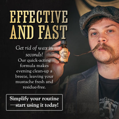The Vintage Grooming Co. Mustache Wax Remover Night Fury Oil by Death Grip – Get Wax Out Of Your Handlebar Mustache or Beard | Mustache Cleaner Kit (1 oz) Avelisse