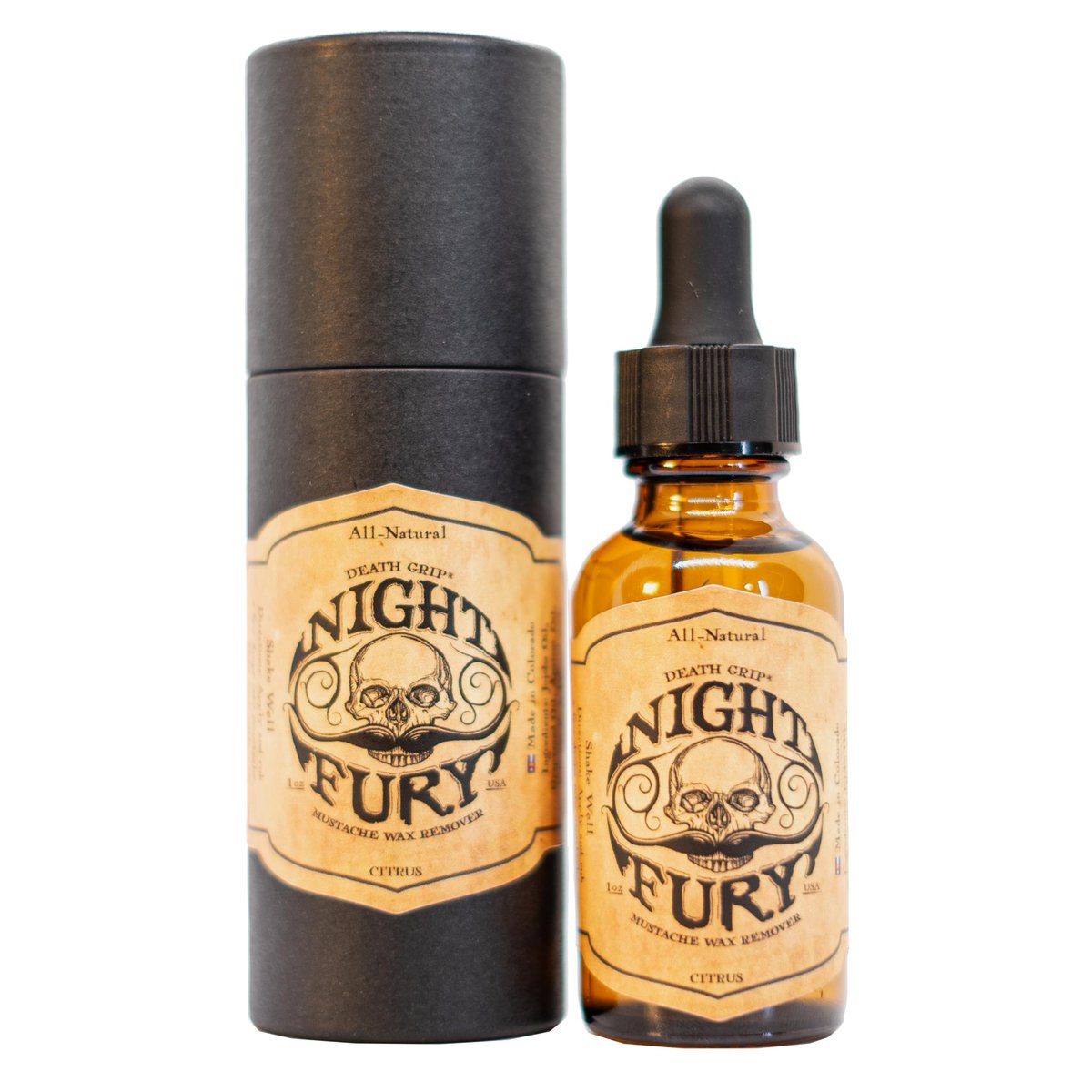 The Vintage Grooming Co. Mustache Wax Remover Night Fury Oil by Death Grip – Get Wax Out Of Your Handlebar Mustache or Beard | Mustache Cleaner Kit (1 oz) Avelisse