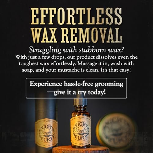 The Vintage Grooming Co. Mustache Wax Remover Night Fury Oil by Death Grip – Get Wax Out Of Your Handlebar Mustache or Beard | Mustache Cleaner Kit (1 oz) Avelisse