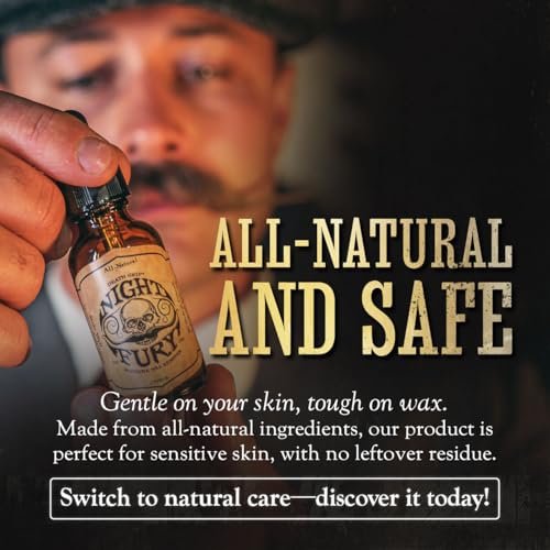 The Vintage Grooming Co. Mustache Wax Remover Night Fury Oil by Death Grip – Get Wax Out Of Your Handlebar Mustache or Beard | Mustache Cleaner Kit (1 oz) Avelisse