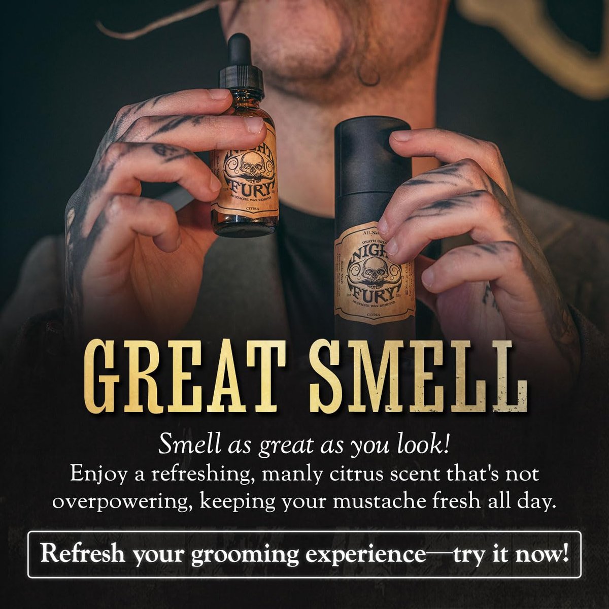 The Vintage Grooming Co. Mustache Wax Remover Night Fury Oil by Death Grip – Get Wax Out Of Your Handlebar Mustache or Beard | Mustache Cleaner Kit (1 oz) Avelisse