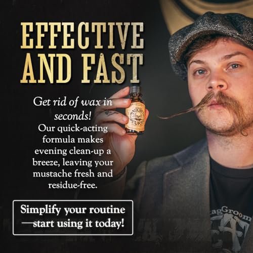 The Vintage Grooming Co. Mustache Wax Remover Night Fury Oil by Death Grip – Get Wax Out Of Your Handlebar Mustache or Beard | Mustache Cleaner Kit (1 oz) Avelisse