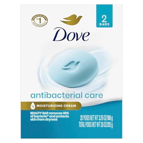 Dove Beauty Bar Soap Antibacterial Care 2 Count – Clean, Moisturized Skin, Removes Bacteria, 3.75 oz Each - görsel 2