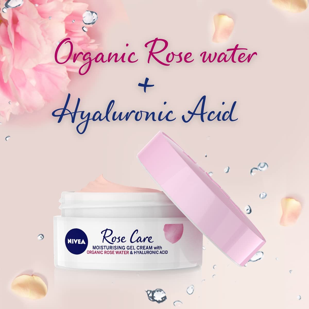 NIVEA 24h Day Cream (50 ml) with Rose Water & Hyaluron – Light Gel Face Moisturizer for Smooth Delicate Skin - görsel 9