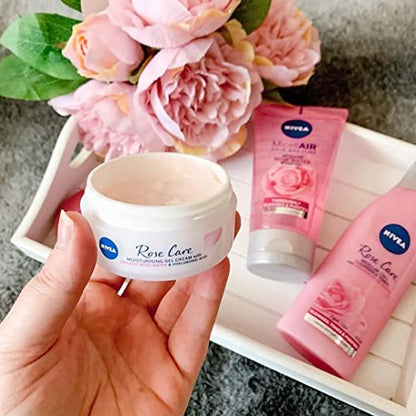 NIVEA 24h Day Cream (50 ml) with Rose Water & Hyaluron – Light Gel Face Moisturizer for Smooth Delicate Skin