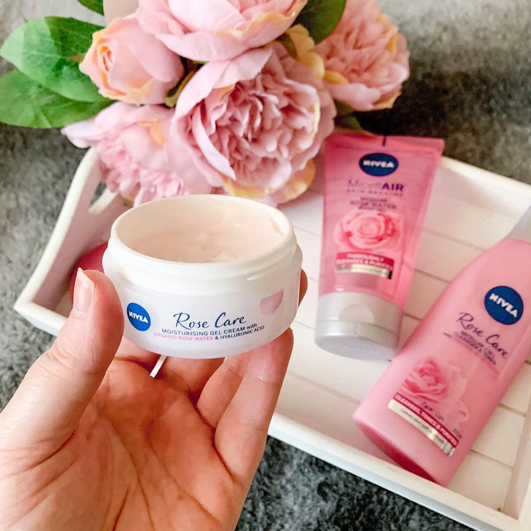 NIVEA 24h Day Cream (50 ml) with Rose Water & Hyaluron – Light Gel Face Moisturizer for Smooth Delicate Skin - görsel 11