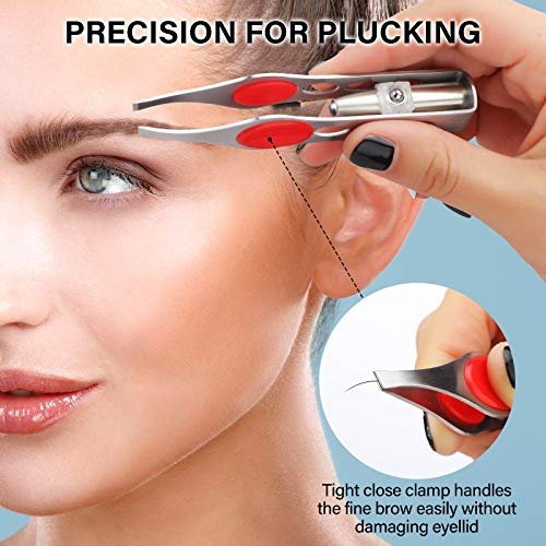 Tatuo 6-Pack LED Lighted Tweezers – Precision Stainless Steel Tweezers for Eyebrow, Eyelash & Hair Removal (Red, Purple, Dark Blue) Avelisse